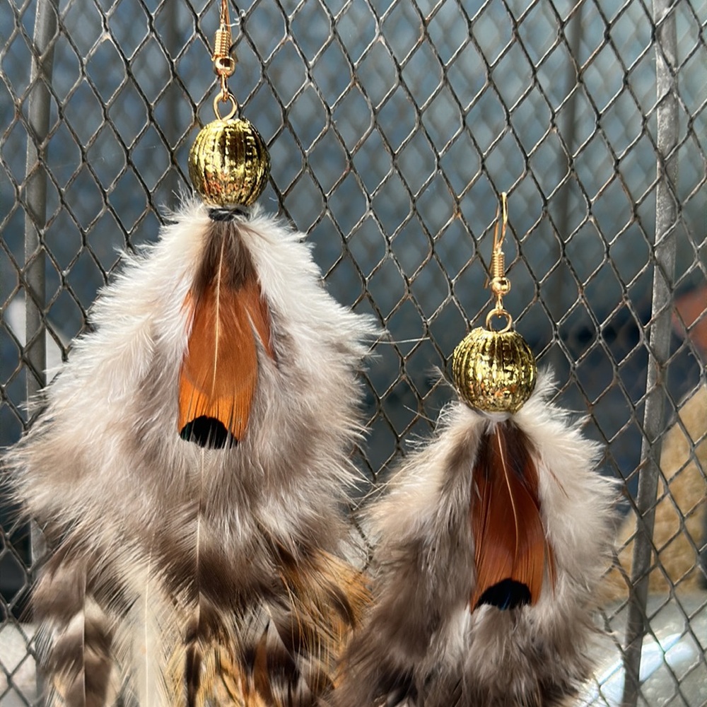 New Boho Brown Pheasant Feather Earrings 🪶 - Picture 7 of 10